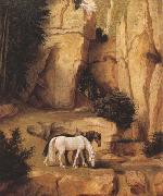 Moritz von Schwind A Hermit Leading Horses to the Trough (mk22) oil painting artist